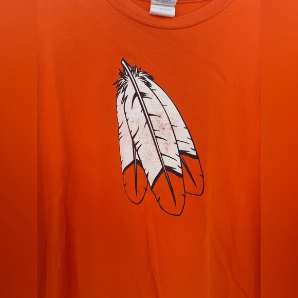 Gildan University of Illinois Fighting Illini Chief Feather Orange T-Shirt 3XL - Picture 3 of 6